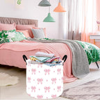 MAIZMZ 3 Pack Pink Storage Baskets for Girls Room, Round Laundry Basket with Handles,Toy Organizer Bin with Water-Resistant Lining, Foldable Nursery Basket for Clothes, Toys, Gifts, Bedroom - Image 3