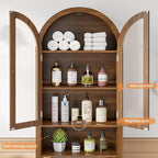 Arched Over The Toilet Storage Cabinet with Acrylic Doors, 4 Tier Small Bathroom Shelf Organizer, Mid Century Modern Bathroom Cabinet with Adjustable Shelf, Slim Narrow Arch Toilet Rack, Walnut - Image 8