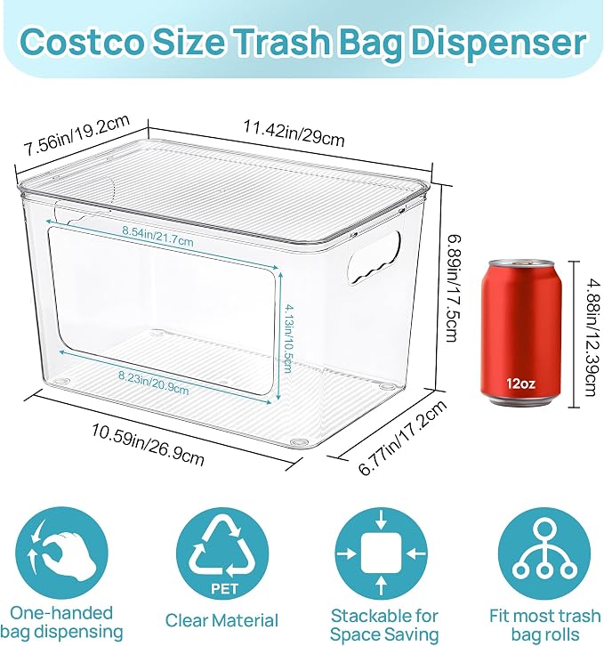 Vtopmart 2 Pack Clear Trash Bag Holder, Stackable Garbage Bag Dispenser - Image 4
