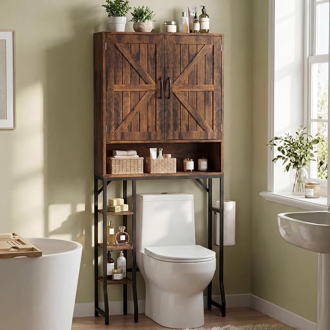 Over The Toilet Storage Cabinet,31" W Bathroom Organizer, Brown by Unknown