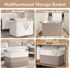 Goodpick 105L Extra Large Woven Rope Blanket Basket, Rectangle, White - Image 4