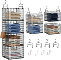 Hanging Closet Organizer, 4 Tier Metal Closet Organizers and Storage with 4 Hanging Hooks 4 S-Hooks for Wardrobe Laundry Room, Wire Storage Shelf for Clothes Sweaters Pants (Black) by Orapoke