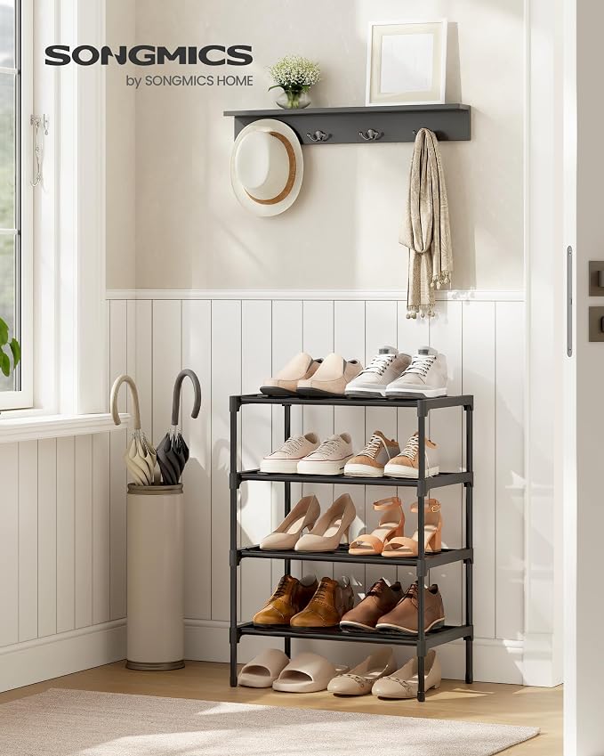 SONGMICS Shoe Rack, 4-Tier Stackable Metal Shoe Organizer, 17.7" Wide - Image 2