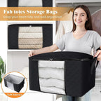 Fab totes 3 Pack Storage Bags for Clothes Blanket Storage Bins with Lids | Foldable Closet Organizers with Zippers,Window and Handles,Fabric Storage Bins for Sweater,Comforter,Bedding,Dorm essentials - Image 5