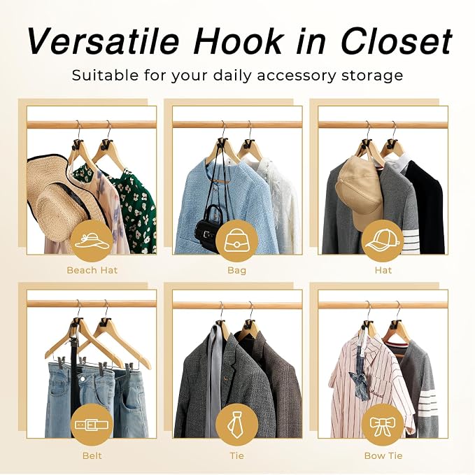 HOUSE DAY Space Saving Hanger Hooks 60 Pack, Clothes Hanger Connector Hooks | Black, Heavy Duty Hanger Hooks Space Saver, Premium College Dorm Room Essentials, Closet Organizers and Storage for Apartment - Image 3