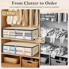 StorageRight Under Bed Storage Bags, 3 Pack, 40L, Beige | Breathable Non-Woven Fabric with a Clear Window and Zippered Top for Clothes, Comforters, Blankets and Seasonal Storage - Image 4