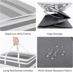 HomeHacks 2-Pack Large Laundry Basket, Waterproof, Freestanding Laundry Hamper, Collapsible Tall Clothes Hamper with Extended Handles for Clothes in The Dorm and Family Gradient Grey, 125L | Waterproof, Freestanding, Collapsible Clothes Hamper with Rei... - Image 2