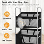 STO STO 4-Tier Vertical Rolling Laundry Hamper, Removable Bags, Black Mesh - Image 6