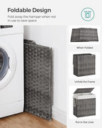 SONGMICS Laundry Hamper with Lid, 110L Double Wicker Basket, 6 Mesh Bags - Image 8