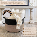 INDRESSME XXXLarge Woven Rope Blanket Basket Living Room Mix Black, 90L - Image 2