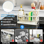 Cisily Off White Sponge Holder for Kitchen Sink, Sink Caddy Organizer with High Brush Holder, Kitchen Countertop Rustproof 304 Stainless Steel, Soap Dispenser Kitchen Organizers and Storage Essentials - Image 3