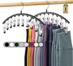 Legging Organizer for Closet, Metal Yoga Pants Hangers 1 Pack w/10 Clips Holds 10 Leggings, Space Saving Hanging Closet Organizer w/Rubber Coated Closet Organizers and Storage, Black by Volnamal