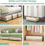 Kitstorack 2Pack Height-adjustable Under Bed Storage with Wheels, Under Bed Storage Containers,Under Bed Shoe Storage Organizer with Clear Window&Label, Suitable for Clothes Storage, Beige & Linen - Image 7