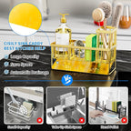 Cisily Gold Kitchen Sink Caddy Organzier with High Brush Holder, Sponge Holder for Sink, 304 Rustproof Stainless, Kitchen Countertop Soap Dispenser Organizer, Home Decor and Accessories - Image 3