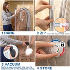 Hanging Vacuum Storage Bags, Space Saver for Clothing, 6 Combo with Pump | Vacuum Seal Bags for Clothing with Electric Pump, Hanging Garment Storage for Jackets, Suit, Dresses, Winter Closet Organizer - Image 5