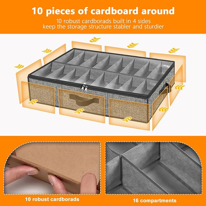 homyfort Under the Bed Shoe Storage Organizer for Closet, Extra Large Underbed Shoe Container, 2 Pack Fits 32 Pairs - Image 6