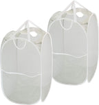 Simple Houseware Mesh Pop-Up Laundry Hamper with Side Pocket, 2 Pack, Gray - Image 2