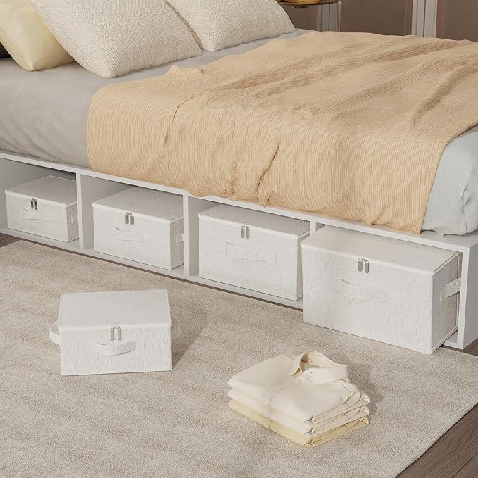 Underbed Storage Baskets with Lids,15.7x11.8x7.8in,Beige,2 Pack - Image 9