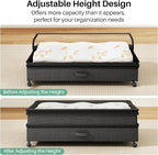 Kitstorack 4 Pack Height-adjustable Under Bed Storage with Wheels, Under Bed Storage Containers,Under Bed Shoe Storage Organizer with Clear Window&Label, Suitable for Clothes Storage, Black - Image 6