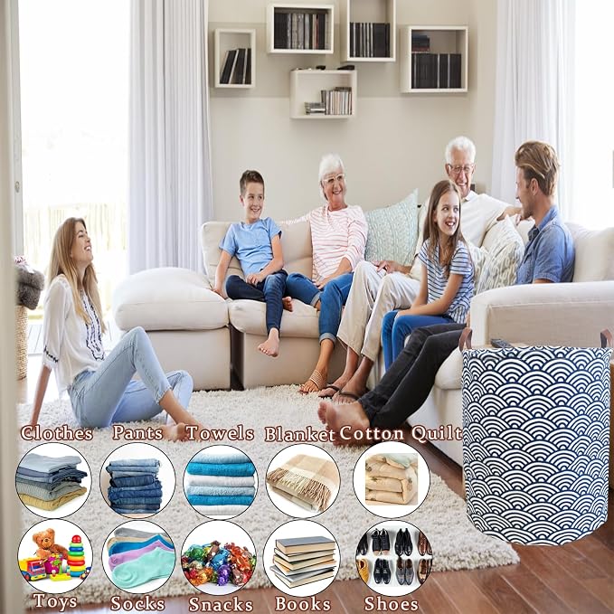 Waterproof Laundry Hamper Collapsible Laundry Basket Leather Handle Laundry Bag Large Clothes Storage Toy Organization for Bathroom Bedroom Laundryroom College Dorms (951-Satisfied laundry hampers) - Image 5