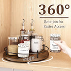 12" Lazy Susan Turntable Organizer,Round Wooden Lazy Susan Organization and Rotating Spice Rack for Dining Table,Pantry,Kitchen Countertop,Vanity,Cupboard and More.Vintage Wood(Round) - Image 4