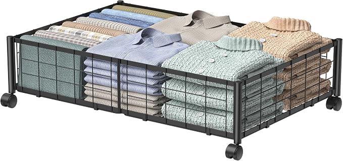 Hleelomi Under Bed Storage with Wheels, 360° Rotating, No-Assembly Underbed Storage Containers, 1 PACK by Hleelomi