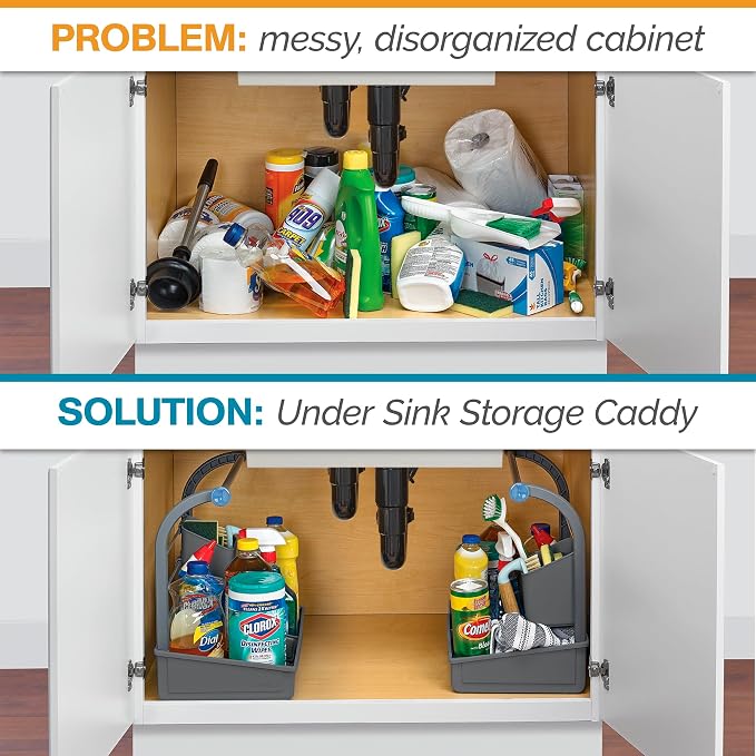 Polder Under Sink Storage Caddy, Kitchen and Bathroom Organization and Storage with Tray, Easy-to-Assemble, 16.75" x 10.5" x 16.5" - Image 3