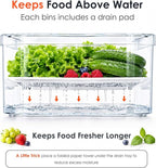 SMRCAD Clear Fridge Bins with Drain Trays - BPA-Free PET, Stackable(8 Pack) - Image 4