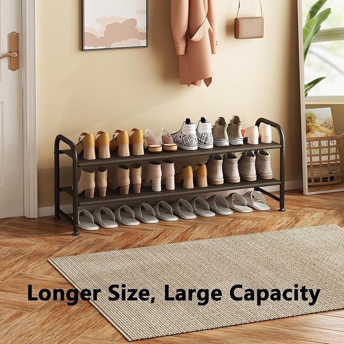 INGIORDAR 2 Tier Long Shoe Rack Organizer for Closet Metal Shoe Storage - Image 4
