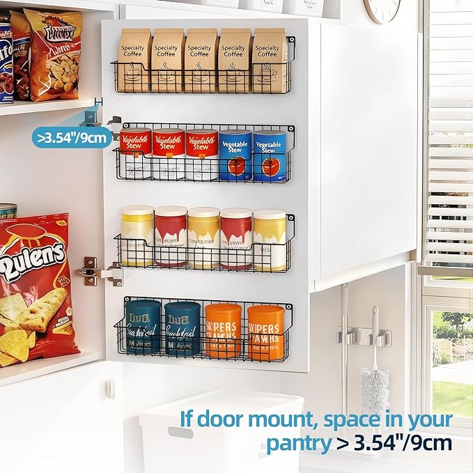 Spice Rack Wall Mount, Spice Organizer for Cabinet & Pantry Door, Set of 4 Hanging Spice Rack Saving Space for Kitchen, Black - Image 7
