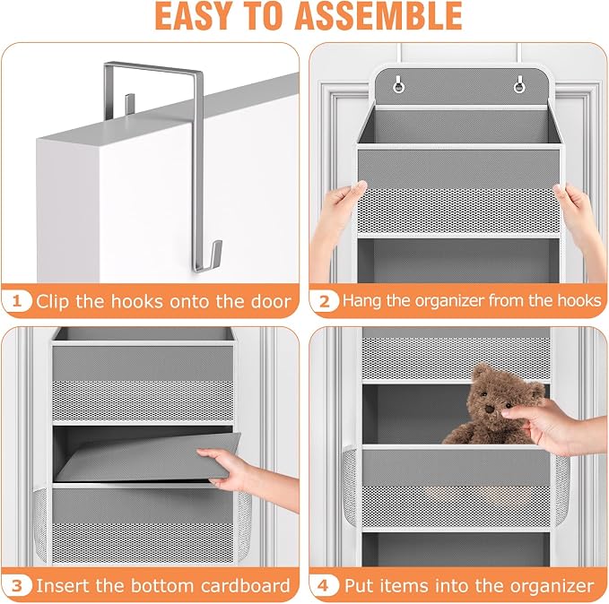 Over The Door Organizer Storage Large Capacity Hanging Bedroom Storage | 4 Shelves, 40 LB Capacity, Foldable Mesh Design, Clear Window, Sturdy, Large Storage Organizer for Nursery, Pantry & Closet - Image 3