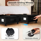 Vincona Under Bed Storage with Wheels, 2 Pack Under Bed Storage Containers with Label Holders for Clothes, Shoes and Blankets, Rolling Underbed Shoe Organizer with Cover, Black (23.6 x 15.7 x 7.28 in) - Image 2