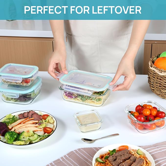 Vtopmart 8 Pack Glass Food Storage Containers with Airtight Lids - Image 7