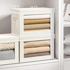 Homsorout Storage Bins with Lids, 4 Pack Large Storage Cubes with Window, Closet Bins with Lids & Handles, Fabric Box for Organizing Clothes, Towels, Books, Beige - Image 2