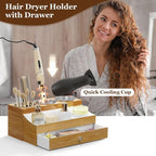 GFWARE Hot Hair Styling Tool Organizer with Drawer & 3 Cooling Cups, Wood - Image 2