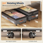 Yecaye 90L Under Bed Storage with Wheels, Height Adjustable, 2 Pack, Grey - Image 3