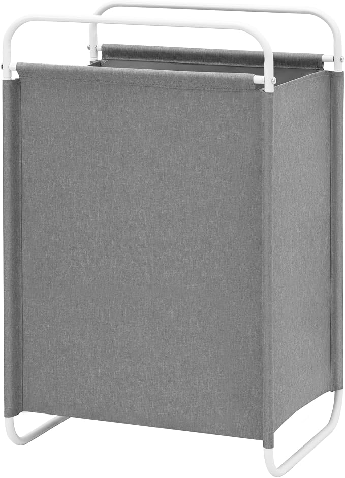 STO STO Laundry Hamper, 75L Laundry Basket with Coated Fabric Bag, Lightweight Portable Dirty Clothes Hamper, Laundry Bin with Metal Frame for Laundry Room, Bedroom, Closet and Dorm, Gray Fabric by STOSTO