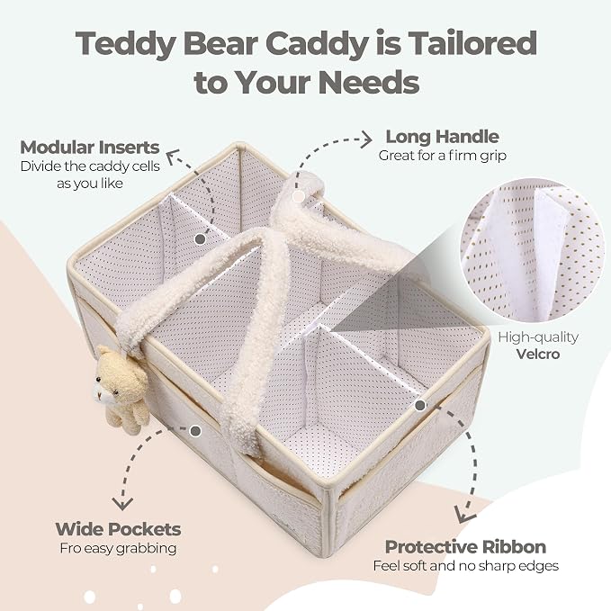 PeraBella Baby Diaper Caddy Organizer with Handle, Boy & Girl Shower Gift Basket, Portable Diaper Storage Basket Bin for Wipes, Newborn Baby Essentials Registry Search Must Haves, Car Caddy Organizer - Image 4