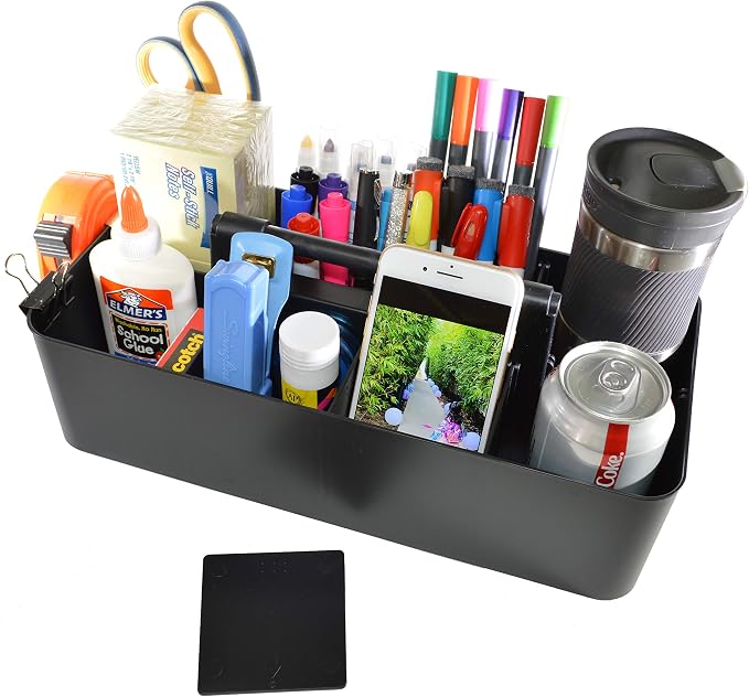 8 Compartments DIY Dividers,Large Portable Caddy, Multi Purpose,Stackable, Modern Solution for School, office, Desktop Endless use of your Choice -MADE IN USA (Black) - Image 4