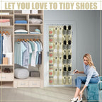 Windyun 1 Pcs 40 Pocket Over the Door Shoe Organizer Hang,Beige - Image 4