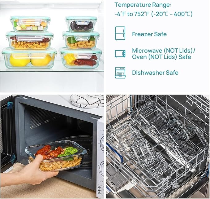 Vtopmart 8 Pack Glass Food Storage Containers with Airtight Lids - Image 4