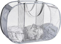 Seiritex Mesh Popup Laundry Hamper 3 Compartment Sortable Horizontal Collapsible Laundry Basket for Clothes Laundry Room Bedroom Toys Travel (Gray) by SEIRITEX