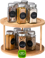 Bamboo Turntable Lazy Susan Rotating Spice Rack (10" Inches) - 2 Tier Spice Rack Organizer for Kitchen Cabinets, Pantry Storage - Durable, Easy Access, Space-Saving Design for Home Organization by 2LbDepot
