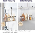 SWTYMIKI Shower Caddy Hanging Organizer - Over the Door Shower Caddy with 6 Hooks, 2 Installation Ways, Stainless Steel Rustproof Bathroom Organizer, Sand Nickel - Image 3