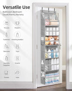 STORAGE MANIAC Over the Door Organizer 6-Shelf Closet Hanging Storage with 14 Mesh Pockets, 66lbs Capacity Clear Deep Pockets Behind Door Storage for Nursery, Bathroom, Bedroom, 1 Pack Grey - Image 6
