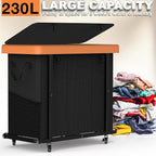 Laundry Basket with Wheels, 230L Leather Patchwork Laundry Sorter 3 Section - Image 3
