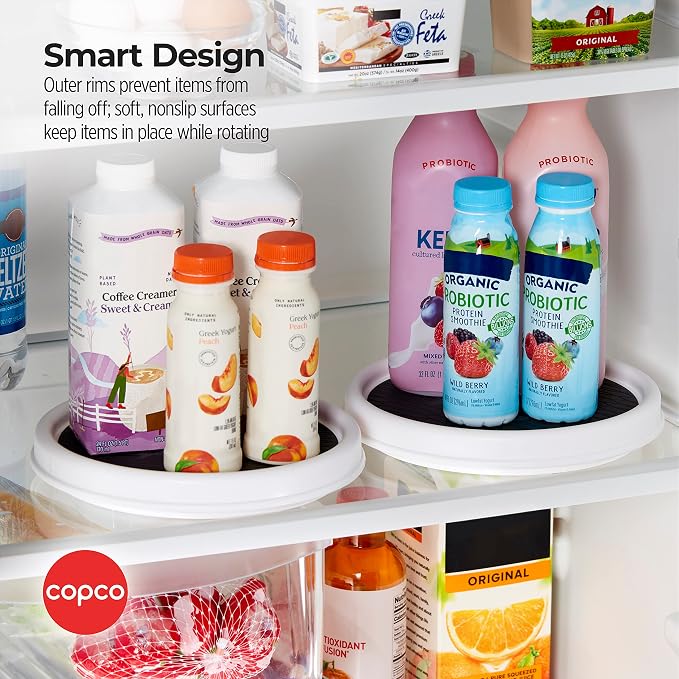Copco Lazy Susan Turntable Organizer Set of 2, 9 Inch Rotating Cabinet and Pantry Storage, Nonslip Surface with Outer Rim, Wipe Clean - Image 4