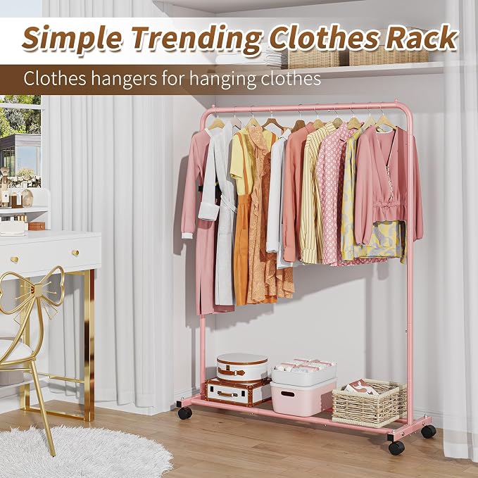 Simple Trending Clothes Clothing Garment Rack, Clothes Organizer, Pink - Image 4