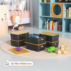 Ohmlove 6 Pack Plastic Storage Baskets with Bamboo Lids for Organization - Image 6
