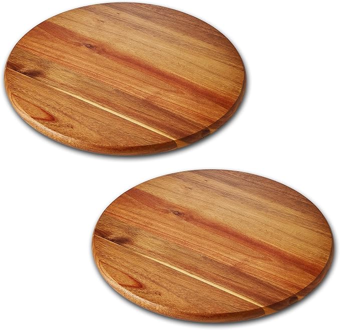 Acacia Wood Lazy Susan Wood Turntable Tray Cabinet Organizer, 12" by oridom